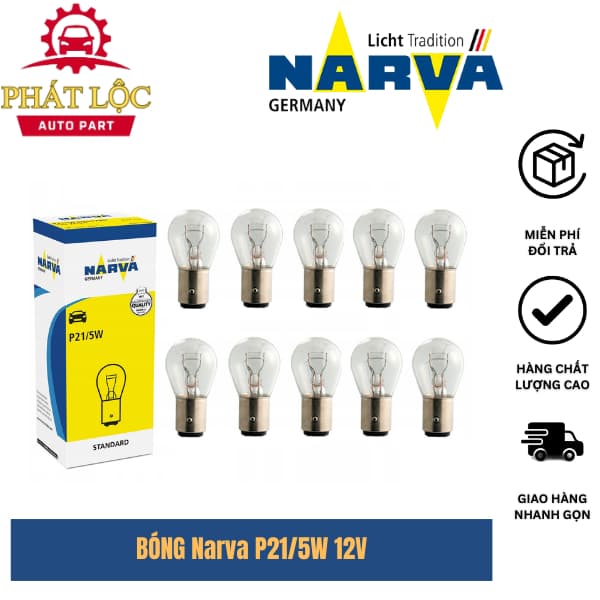 Bóng đèn phanh ô tô, xe máy chân cài P21/5W 12V Narva