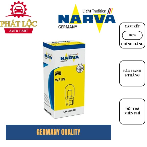 Bóng đèn phanh, xi nhan, lùi chân cắm W21W 12V NARVA - ảnh 2
