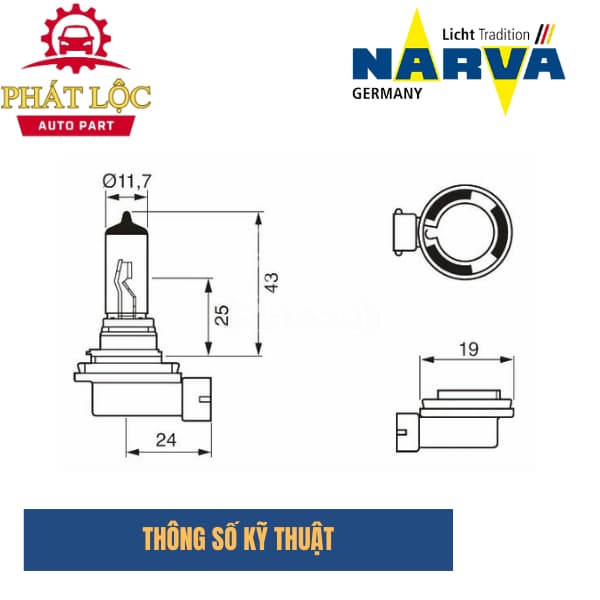 Bóng đèn NARVA H11 12V 55W chính hãng - ảnh 3