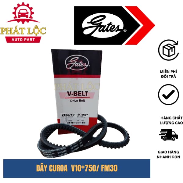 Dây curoa FM30/V10*750 dùng cho xe Su 5 tạ, Su cóc ( Gates xịn chính hãng)