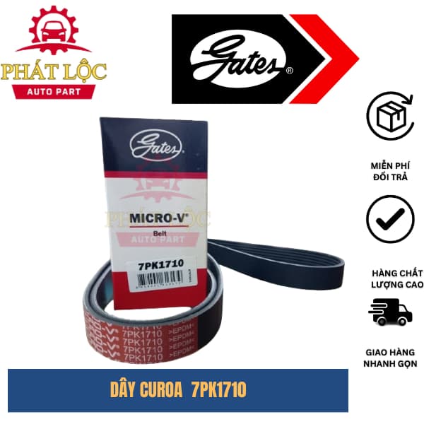 Dây curoa tổng 7PK1710 cho động cơ xe tải Kia Hyundai ( Gates xịn chính hãng)