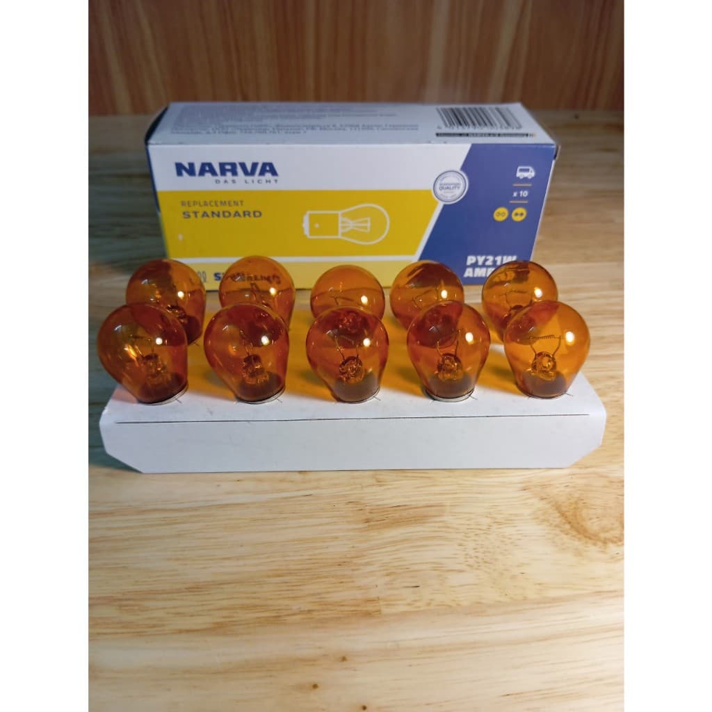Bóng đèn xi nhan chân cài, lệch 3/4 thủy tinh vàng  PY21W 24V 21W NARVA - ảnh 4