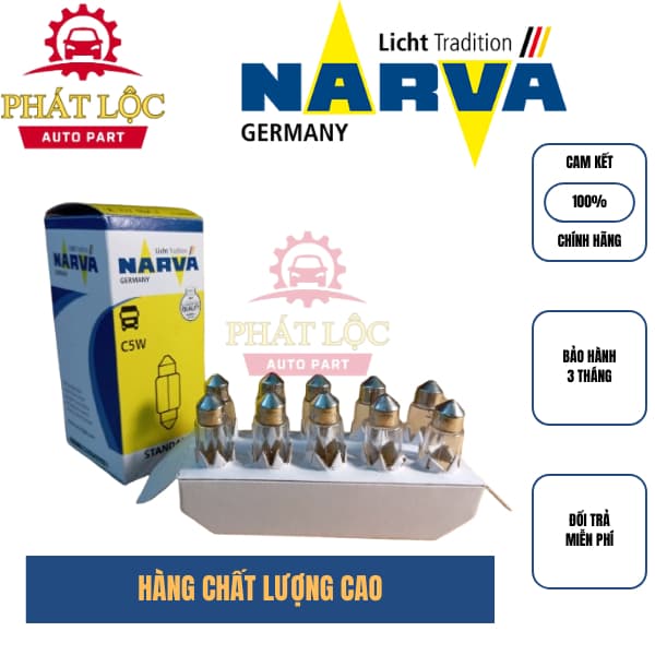 Bóng đèn trần, soi biển số, bóng cầu chì... C5W 24V 5W  (chính hãng NARVA ) - ảnh 2