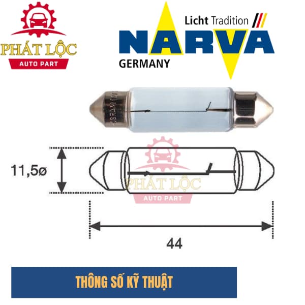 Bóng đèn trần, soi biển số, bóng cầu chì... C5W 24V 5W  (chính hãng NARVA ) - ảnh 3
