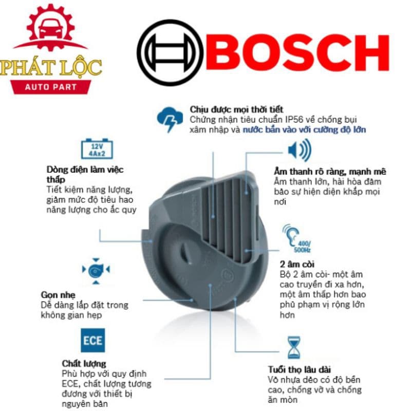 Còi ô tô Bosch chống nước 12V ( Chính hãng 100%) - ảnh 3