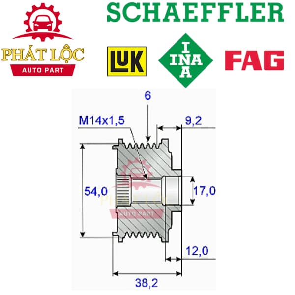 Puly máy phát INA phù hợp với Altis 07-19, Santafe 05-20, Swift 11-21,Sorento 10-15,... ( INA chính hãng) - ảnh 3