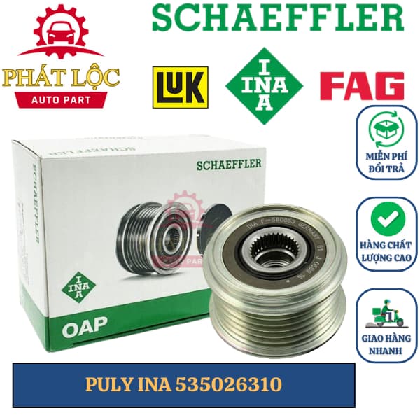 Puly máy phát INA phù hợp với Altis 07-19, Santafe 05-20, Swift 11-21,Sorento 10-15,... ( INA chính hãng)