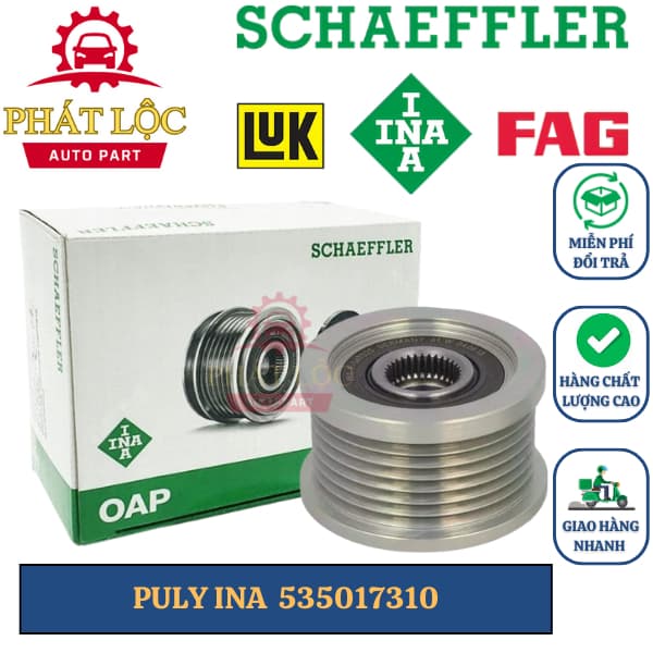 Puly máy phát INA phù hợp với HIACE 95-19, HILUX01-19, Innova03-15, ,FORTUNER 04-15-2KD ren14 ( INA chính hãng)