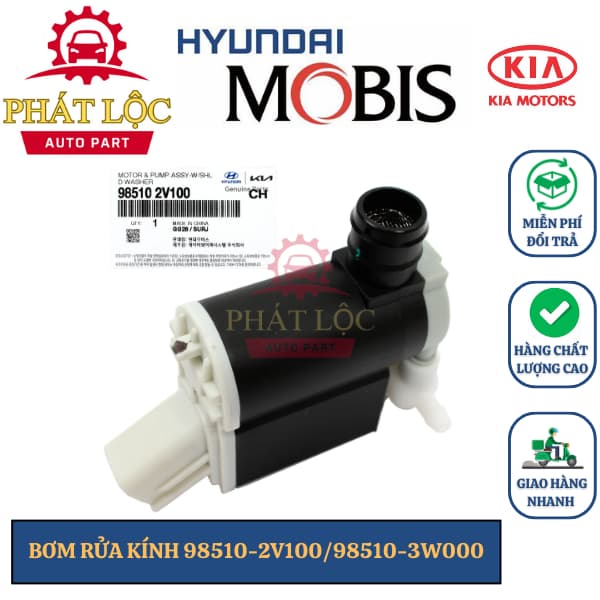 Mô tơ bơm nước rửa kính Grand I10, Morning, Cerato,Santafe,...( Mobis chính hãng)