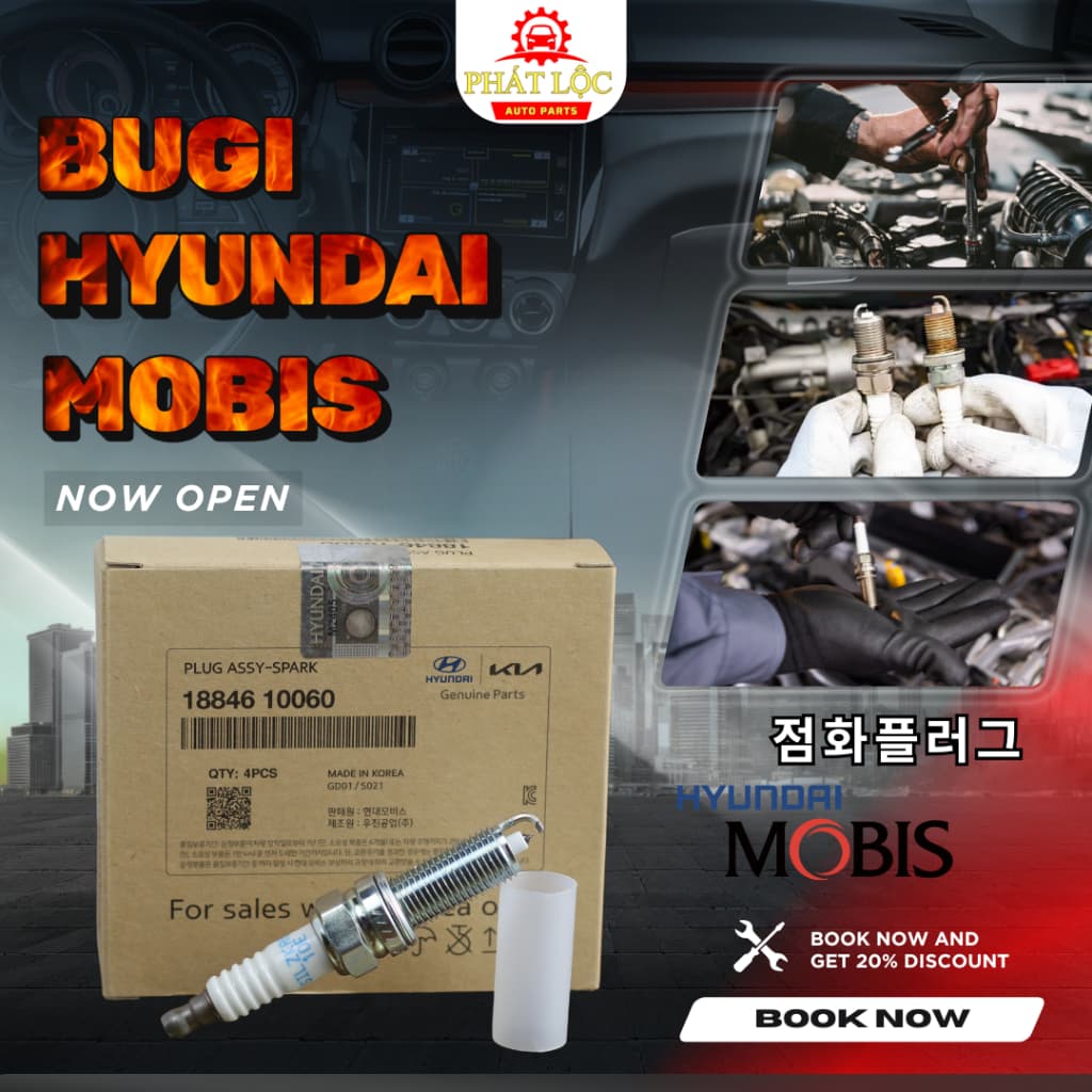 Bộ Bugi Iridium 4 cái dùng cho xe I10, Morning, Accent, Rio, Avante, Elantra, K3, Cerato...( Mobis chính hãng)