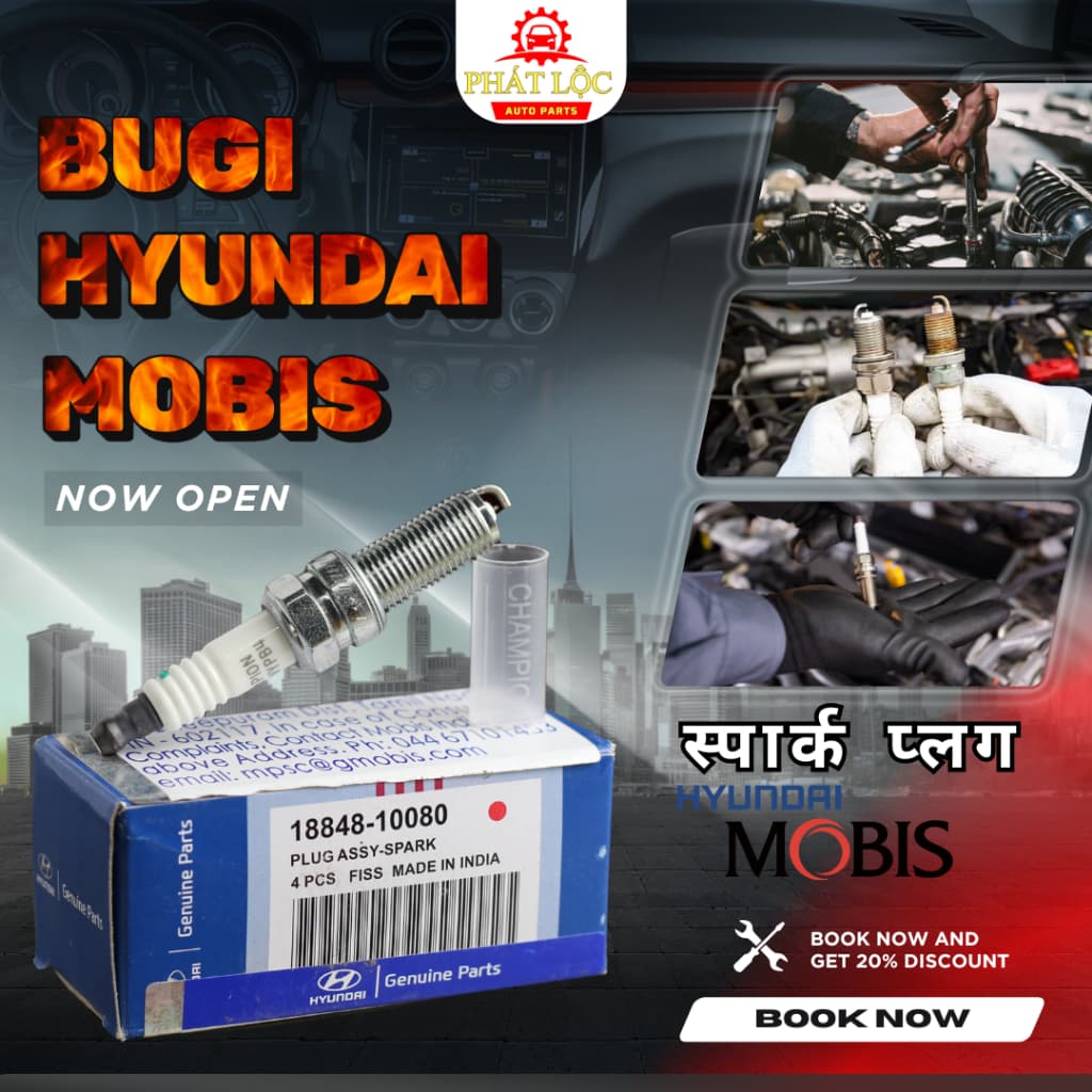 Bộ Bugi Bạch Kim Platinum 4 cái cho  xe I10, Accent, Morning...( Hyundai Ấn Độ chính hãng)