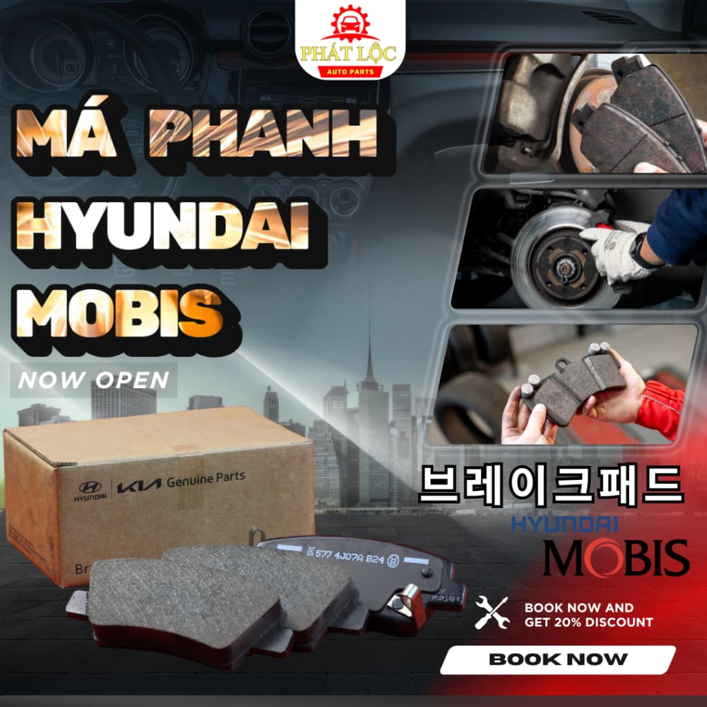 Má phanh sau Accent, Elantra, Cerato,... CÓ GÀI ( Mobis chính hãng )