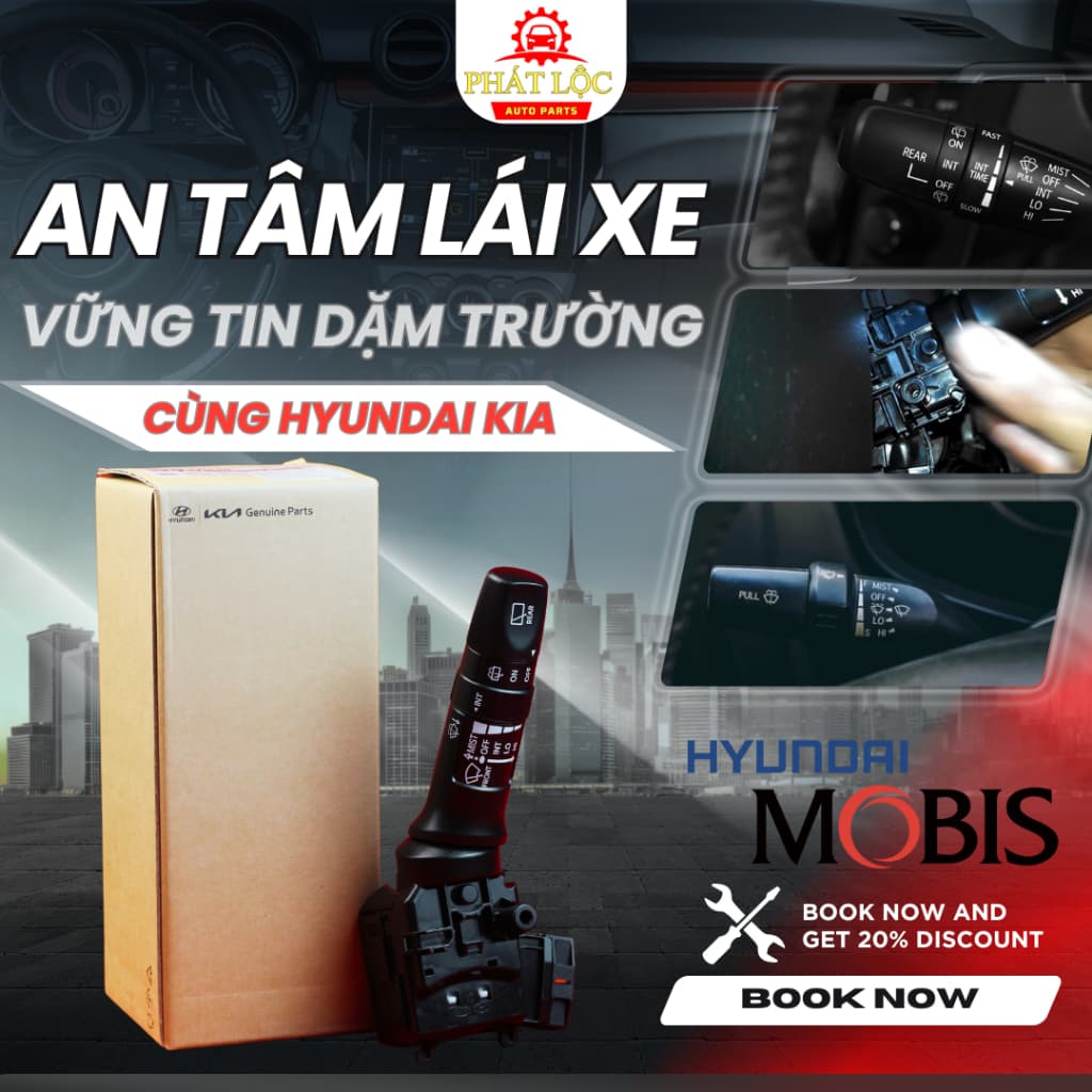 Công tắc gạt mưa Kia Moỏning 2011-2016, Accent 2011-2016 ( Mobis chính hãng)
