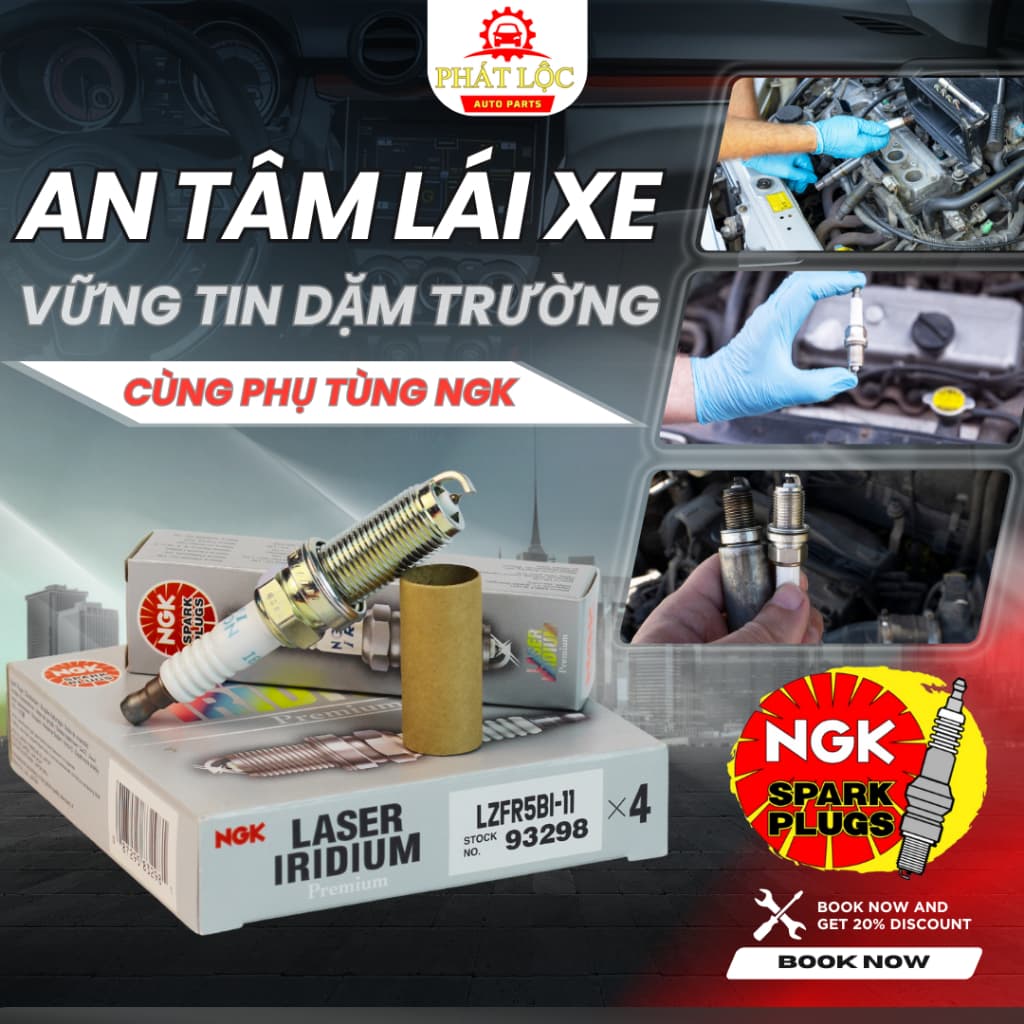 Bộ Bugi 4 cái  Lazer Iridium NGK phù hợp với  xe Xpander, Atrage, Mirage ( NGK chính hãng)