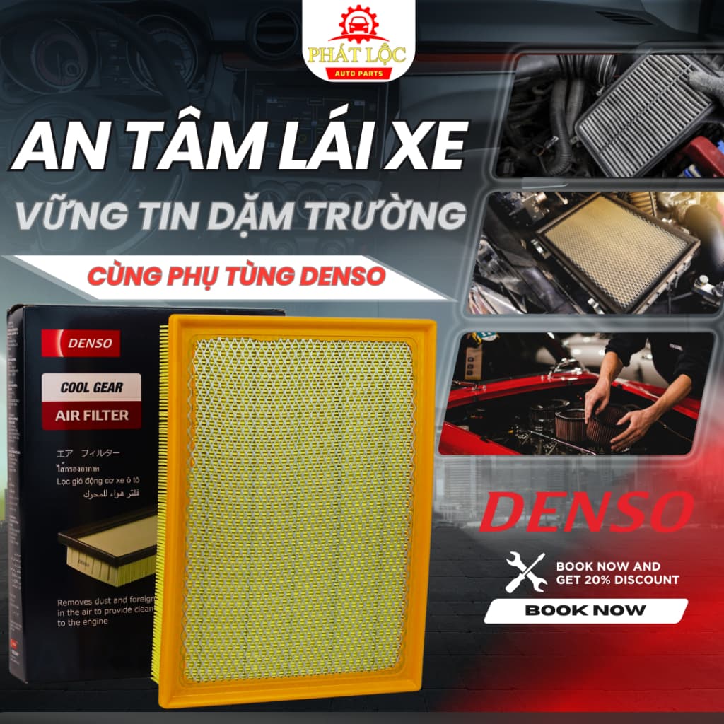 Lọc gió động cơ Denso phù hợp Innova 2017-2024, Fortuner 2017-2024, Hilux 2017-2024 ( Denso chính hãng)