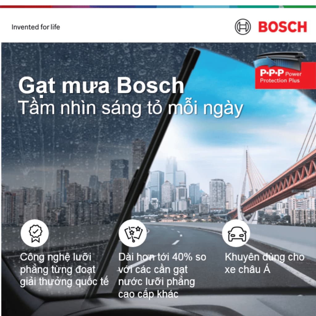 [ Giá 1 chiếc] Gạt mưa xe ô tô Bosch Clear Advantage Thân Mềm ( Chính hãng 100%, có mã QR kiểm tra) - ảnh 8