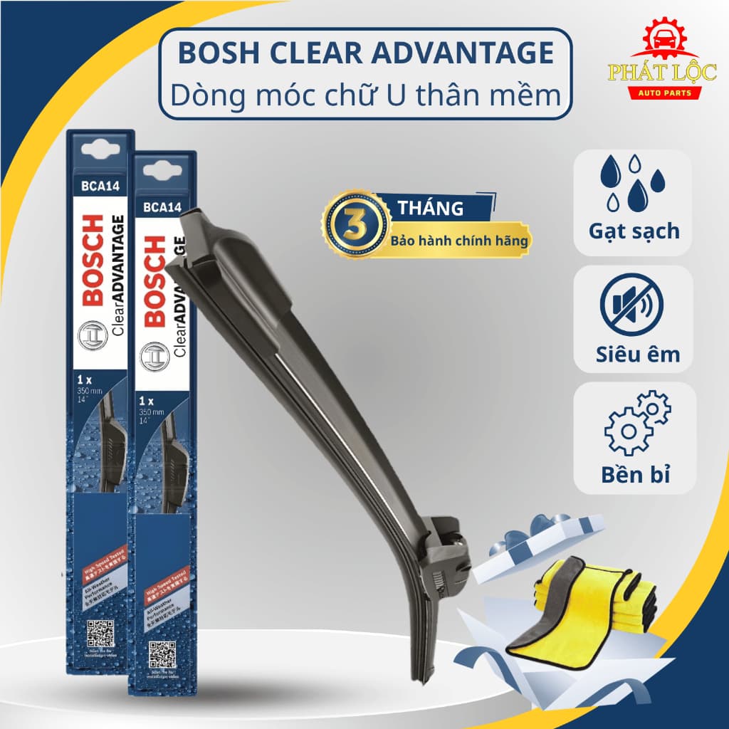 [ Giá 1 chiếc] Gạt mưa xe ô tô Bosch Clear Advantage Thân Mềm ( Chính hãng 100%, có mã QR kiểm tra)