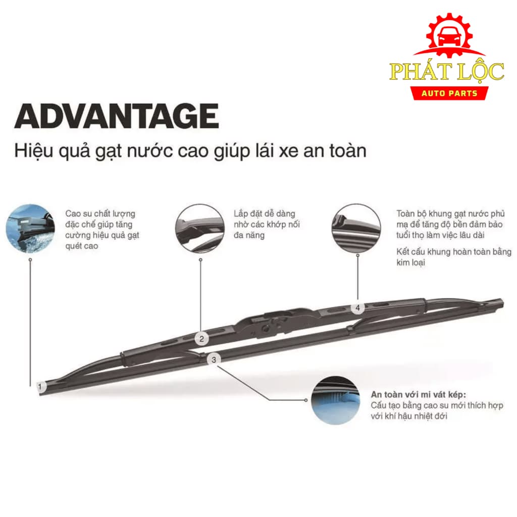 [ Giá 1 chiếc] Gạt mưa xe ô tô Bosch Advantage xương sắt ( Chính hãng 100%, có mã QR kiểm tra) - ảnh 4