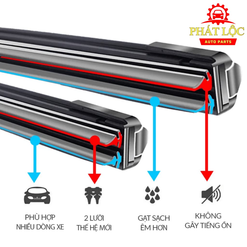 [ Giá 1 chiếc] Gạt Mưa Ô Tô Lưỡi Kép Silicon Cao Cấp  VTS K9 Gạt Sạch Kính Lái Nhanh - ảnh 4
