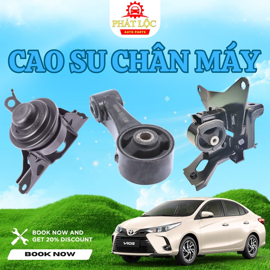 Cao su chân máy, cao su chân hộp số Vios 2014-2024 ( Toyota chính hãng)
