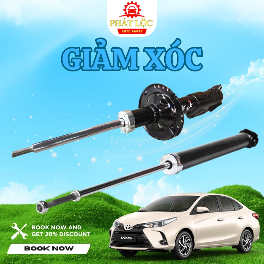 [ Giá 1 cặp] Giảm xóc, phuộc nhún Vios 2014-2024 ( Toyota chính hãng)
