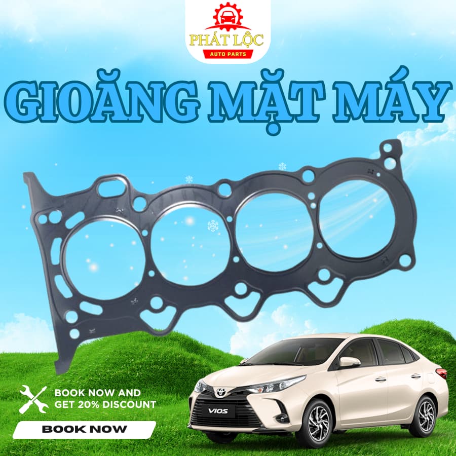 Gioăng mặt máy, ron mặt máy Vios 2014-2024 ( Toyota chính hãng)