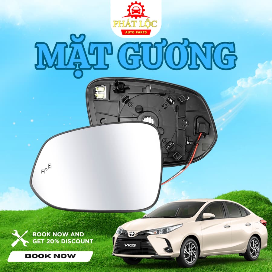Mặt gương Vios 2014-2024 (Toyota chính hãng)