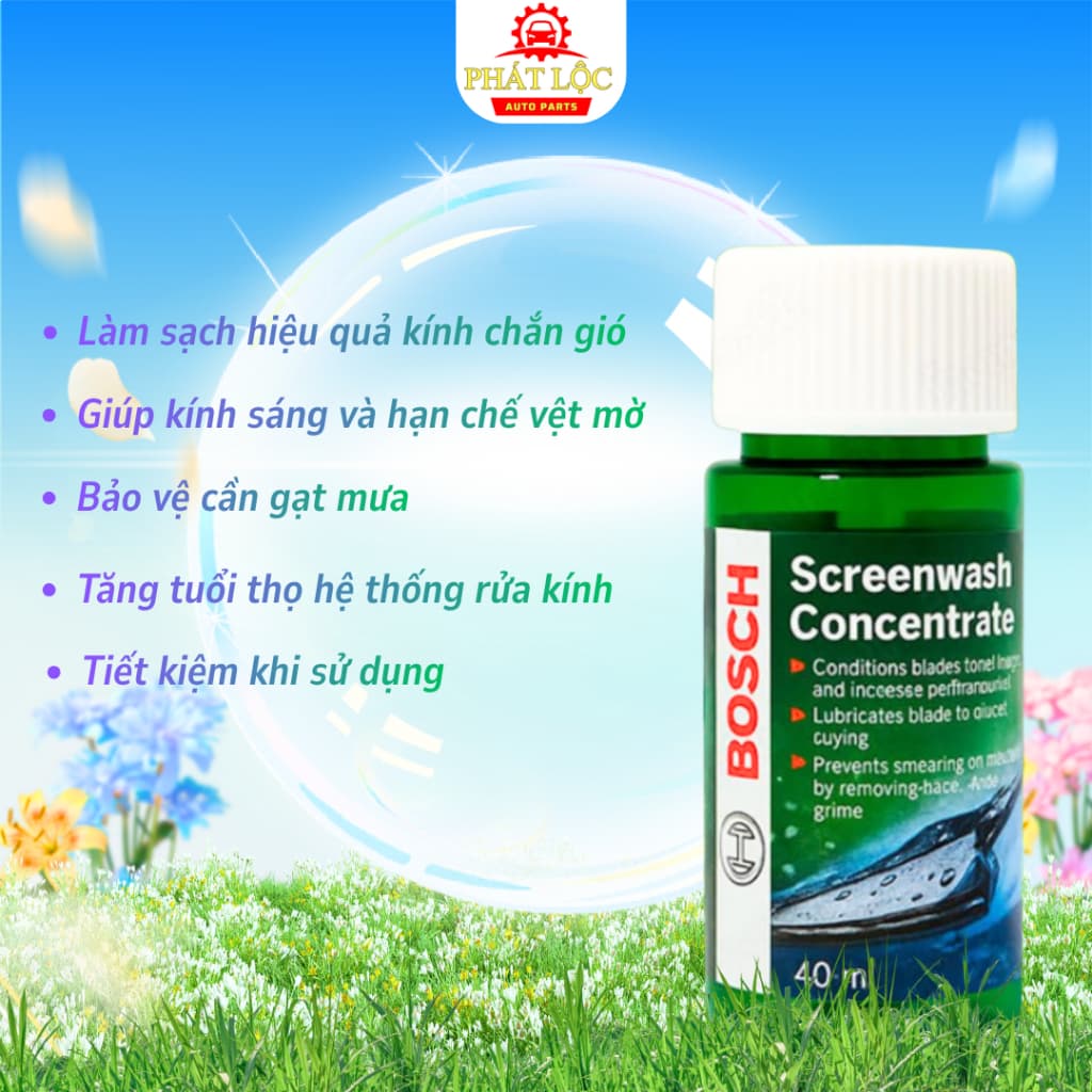 Nước rửa kính cao cấp đậm đặc BOSCH chai 40ml pha cùng 4L nước ( Bosch chính hãng) - ảnh 4