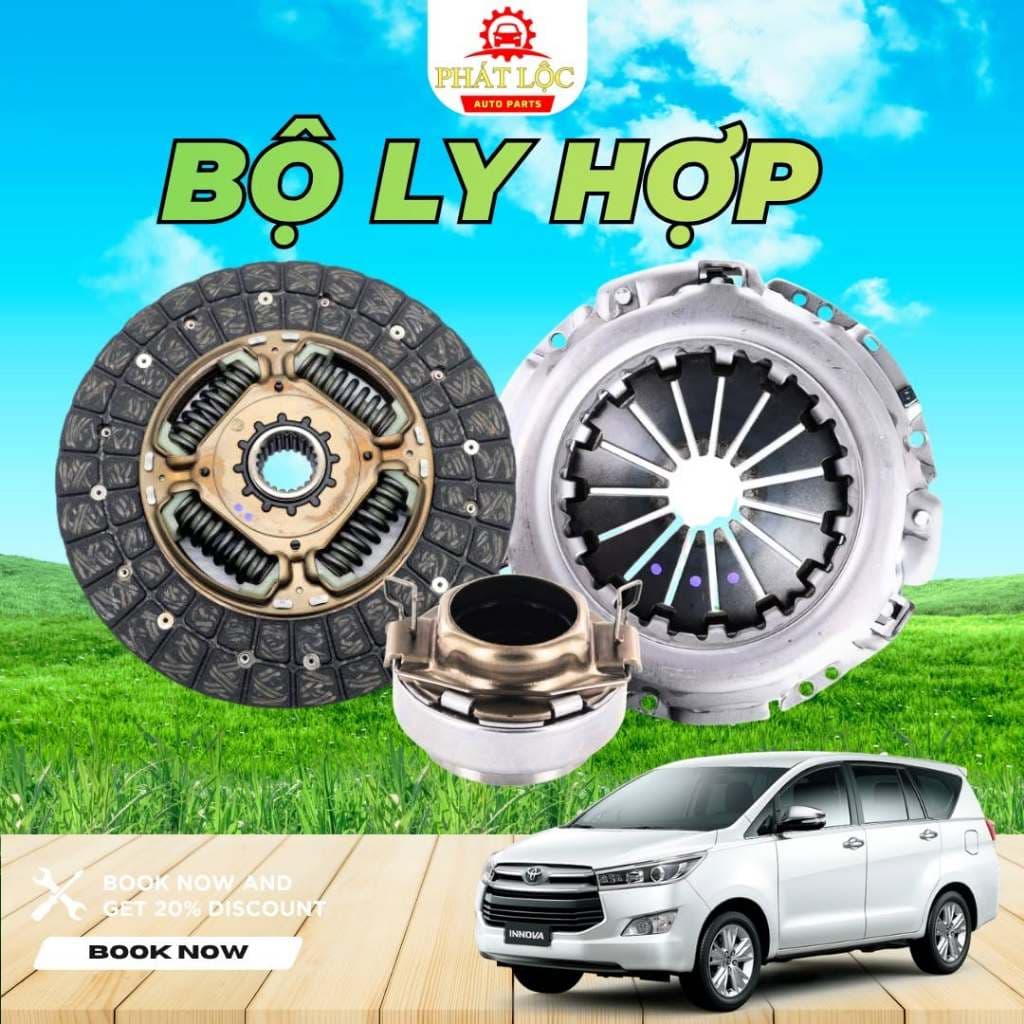 Bộ ly hợp, lá côn, bàn ép, bi tê Innova 2004-2022 ( Toyota chính hãng)