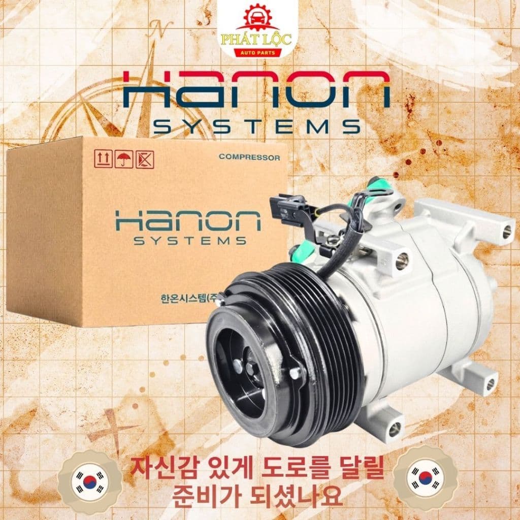 Lốc lạnh điều hòa, máy nén điều hòa thương hiệu Hanon,HCC phù hợp với Grand I10 2014-2021