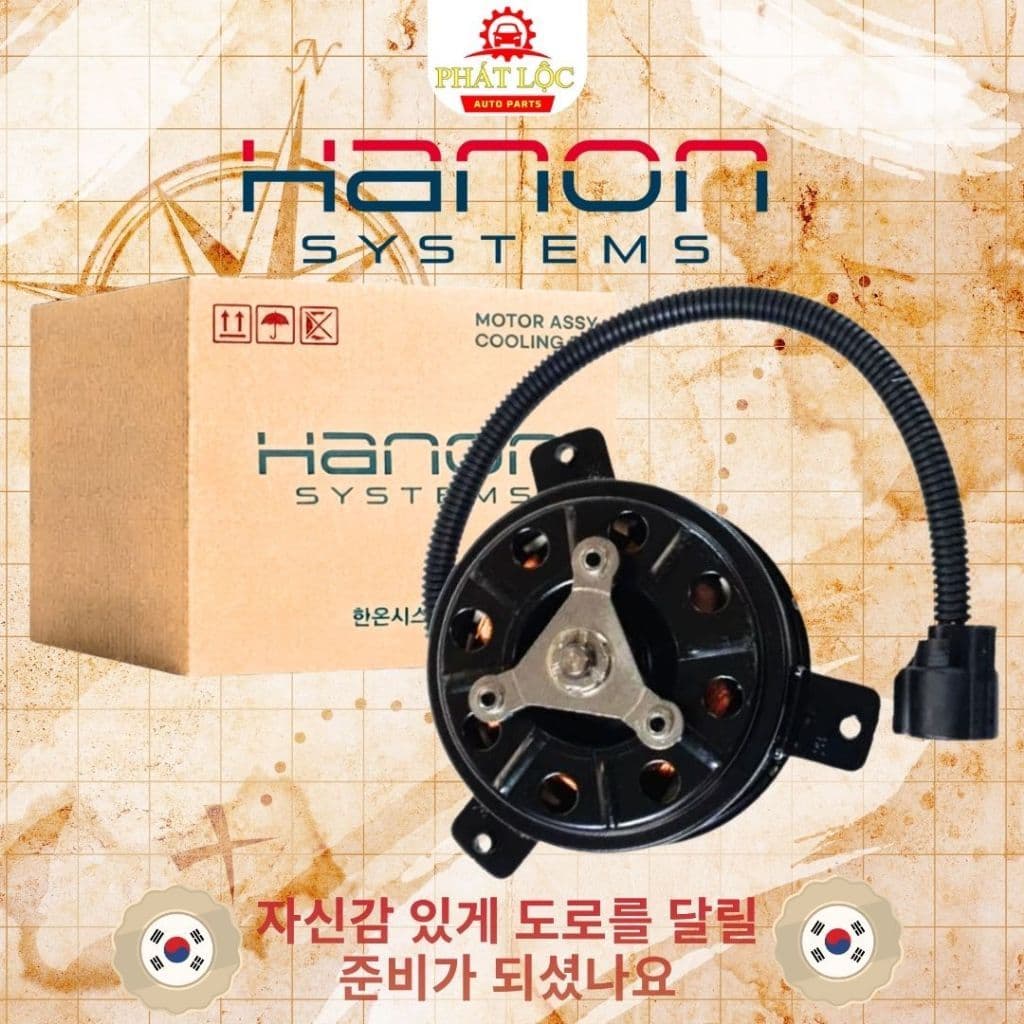 Mô tơ quạt két nước thương hiệu Hanon,HCC phù hợp Elantra 2016-2022, Cerato 2016-2021,K3 2016-2021