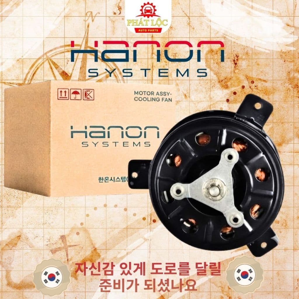 Mô tơ quạt két nước thương hiệu Hanon,HCC phù hợp Kia Sedona 2014-2020