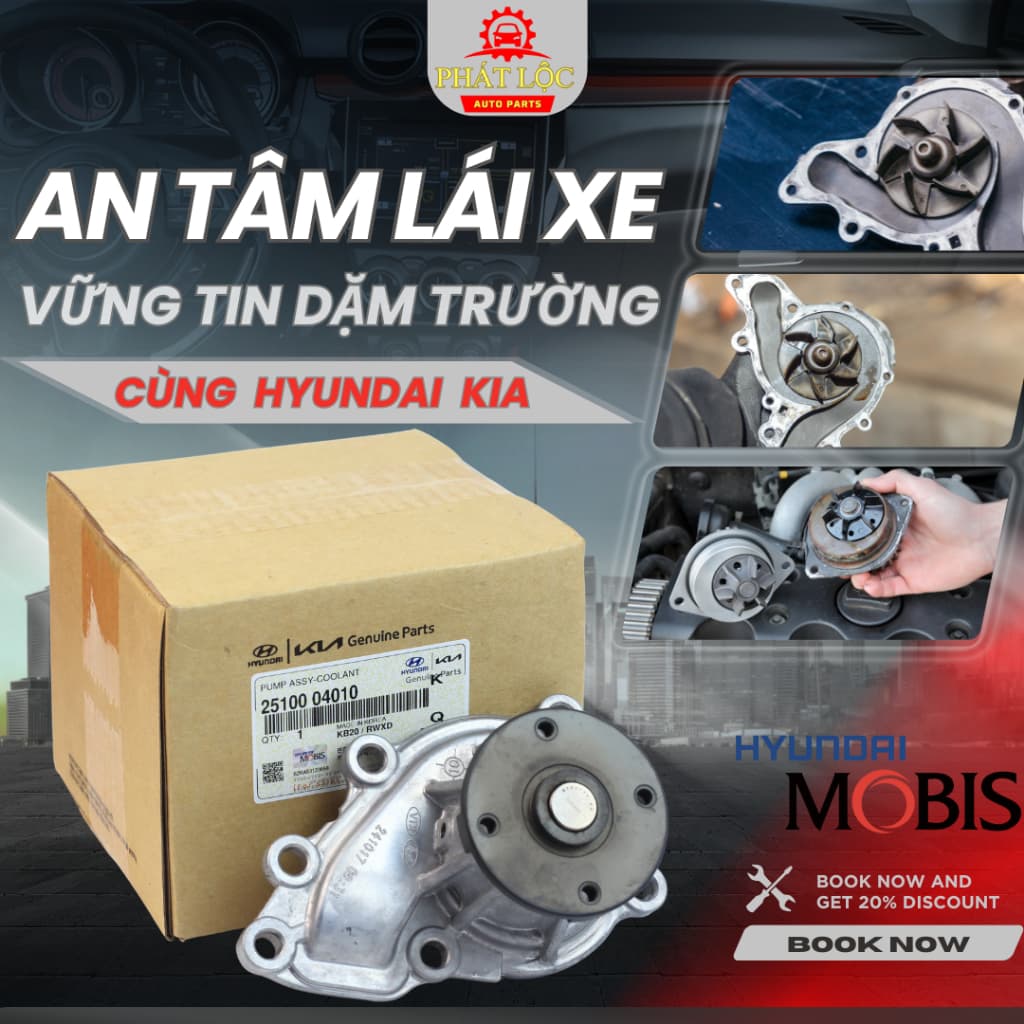 Bơm nước làm mát Hyundai Grand I10 1.0, Morning 1.0 ( Mobis chính hãng)