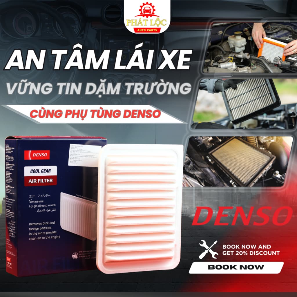 Lọc gió động cơ Denso phù hợp Altis 2008-2018, Vios 2007-2013, Yaris 2006-2013 ( Denso chính hãng)