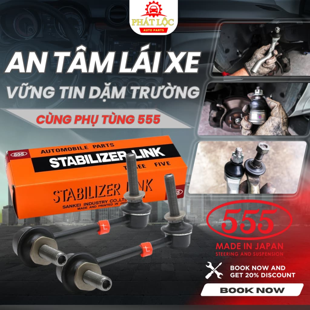 Rotin cân bằng trước 555 phù hợp với Fortuner, Hilux (555 chính hãng)